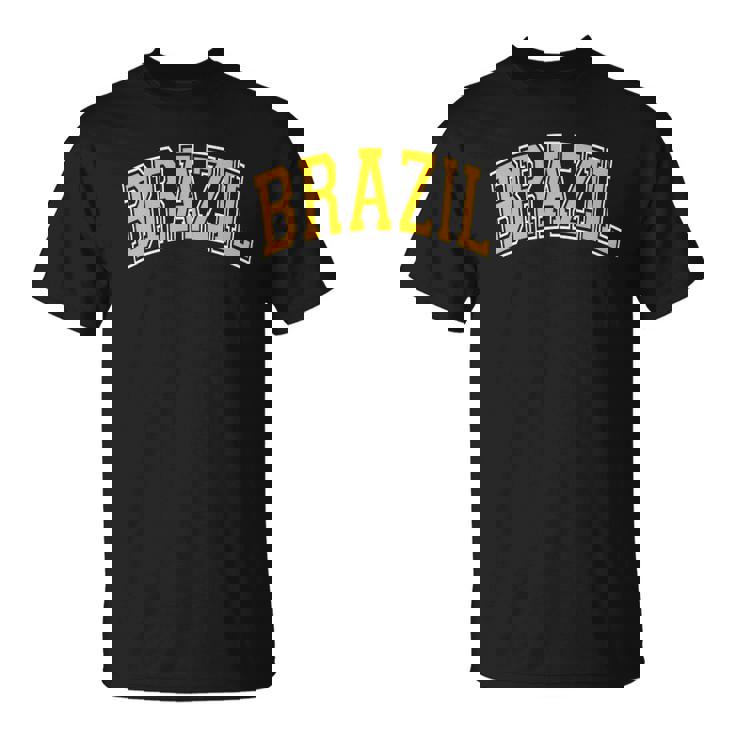 Brazil Varsity Style Amber Text Unisex T-Shirt