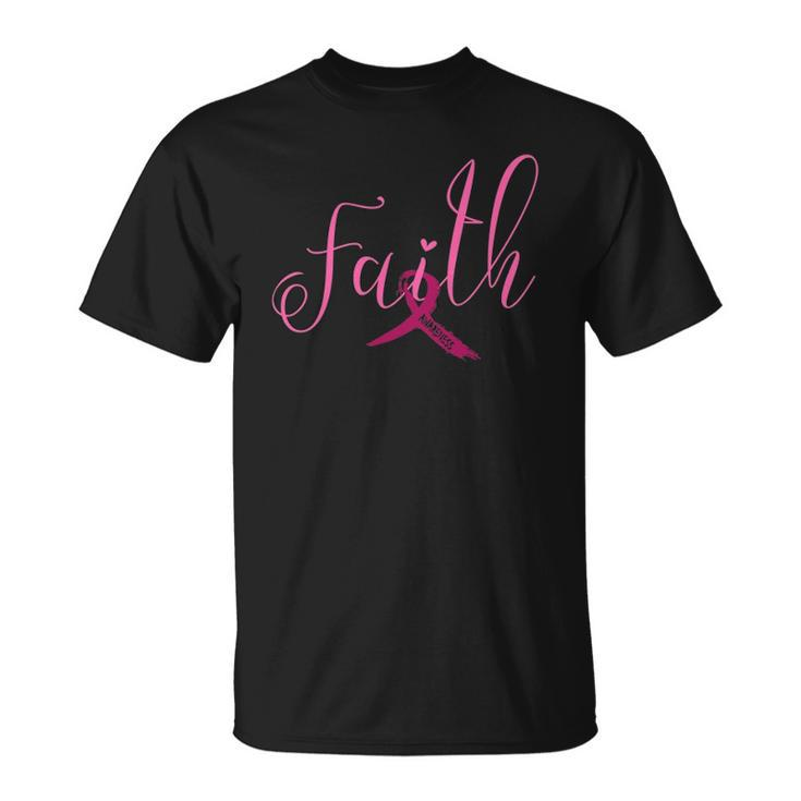 Breast Cancer Awareness Ribbon - Faith Love Hope Pink Ribbon Unisex T-Shirt