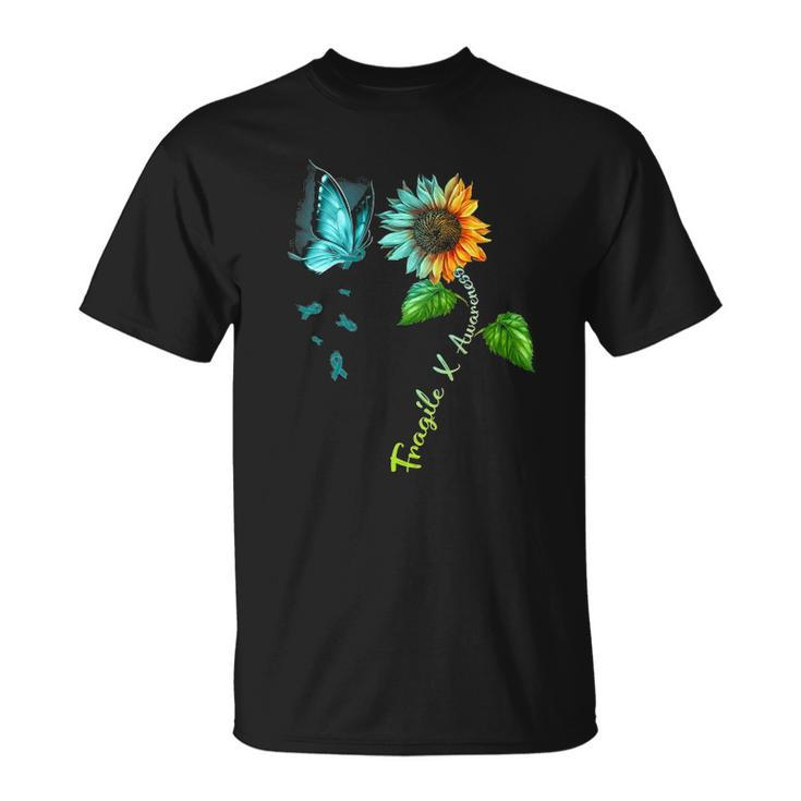 Butterfly Sunflower Fragile X Awareness Syndrome Unisex T-Shirt