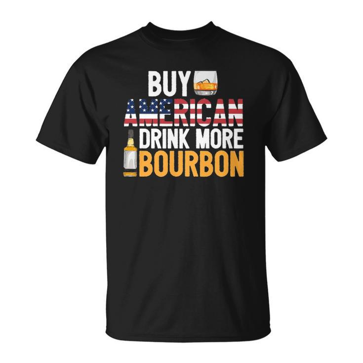 Buy American Drink More Bourbon Funny Whiskey Drinking Unisex T-Shirt