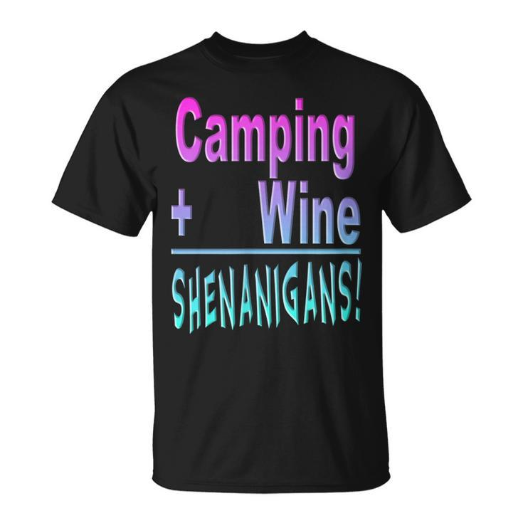 Camping Drink Wine Shenanigans Camp Humor Drinking T-shirt