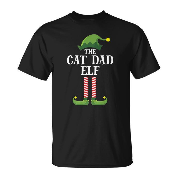 Cat Dad Elf Matching Family Group Christmas Party Pajama Unisex T-Shirt