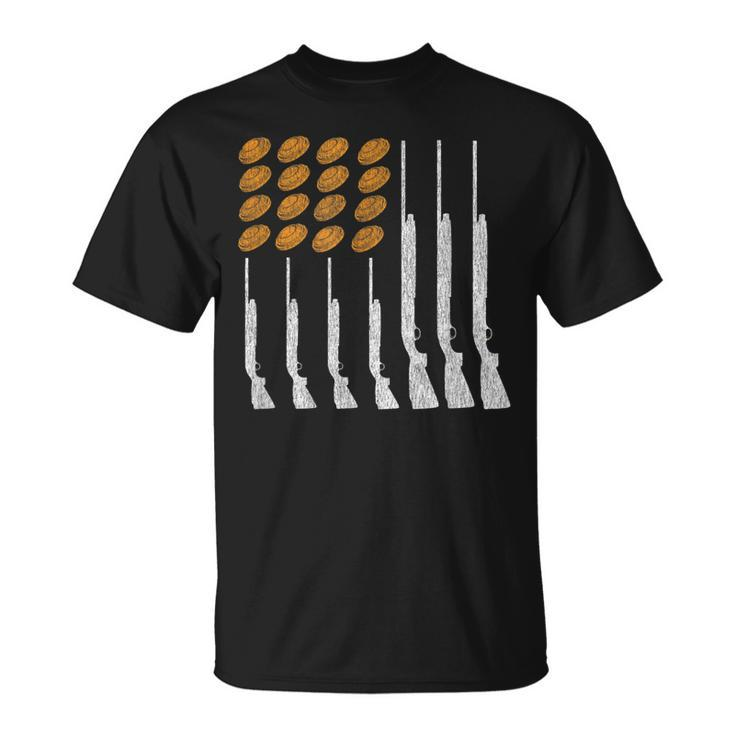 Clay Target Shooting Trap Skeet American Flag Patriotic  Unisex T-Shirt