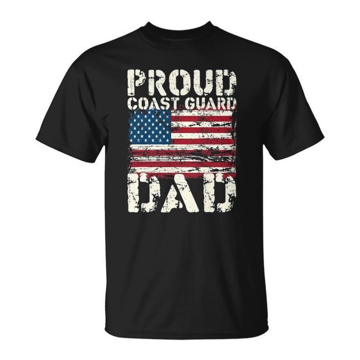 Coast Guard Dad Uscg Distressed Us American Flag Gift Unisex T-Shirt