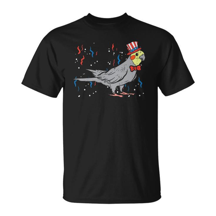 Cockatiel Bird American Flag Usa 4Th Of July Fourth Animal Unisex T-Shirt