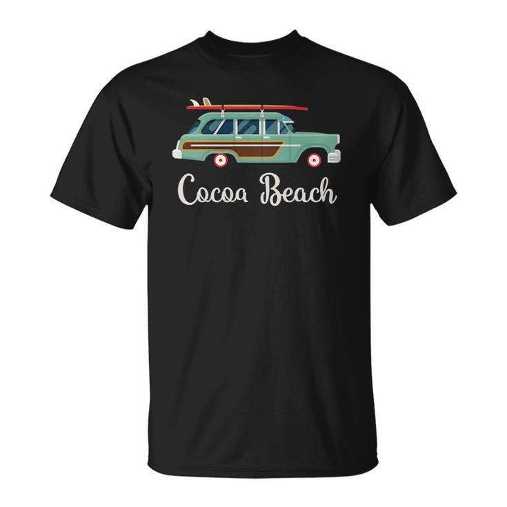 Cocoa Beach Fl Retro Surf Wagon Souvenir Graphic Unisex T-Shirt