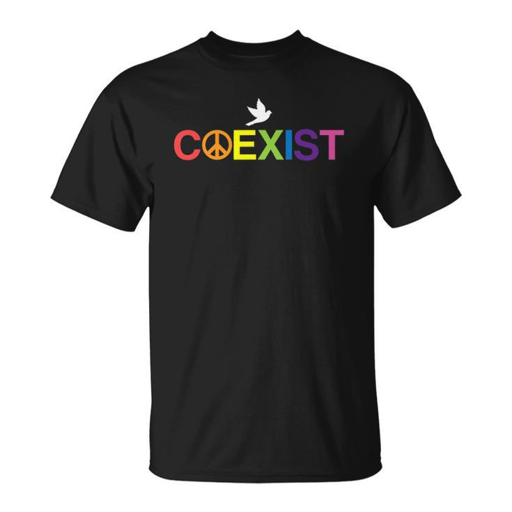 Coexist Equality Dove Freedom Lgbt Pride Rainbow Unisex T-Shirt