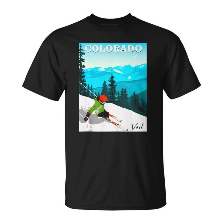 Colorado Vail Mountains Retro Travel Graphic Design  Unisex T-Shirt