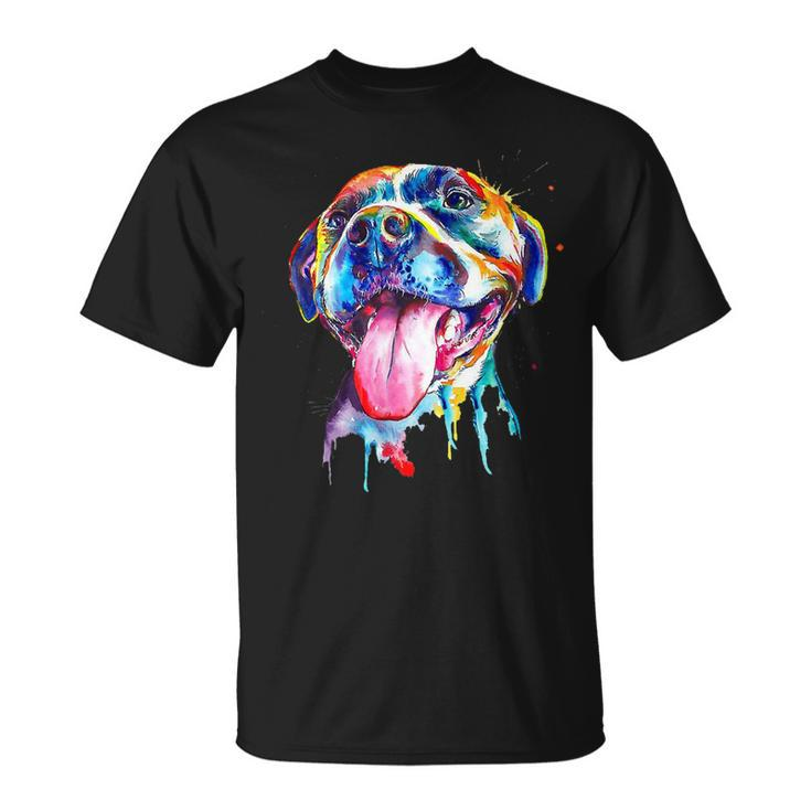 Colorful Pit-Bull Terrier Dog Love-R Dad Mom Boy Girl Funny T-Shirt Unisex T-Shirt