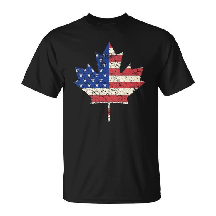 Combined American Canadian Flag Usa Canada Maple Leaf Unisex T-Shirt