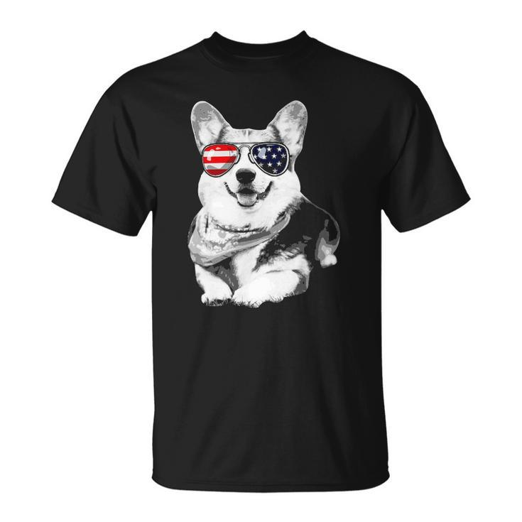 Corgi American Flag Sunglasses4th Of July Corgi Gift Unisex T-Shirt