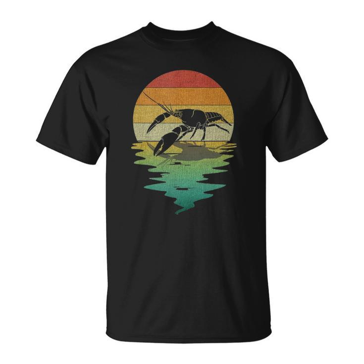 Crayfish Sunset Retro Vintage 70S Crawfish Nature Lover  Unisex T-Shirt