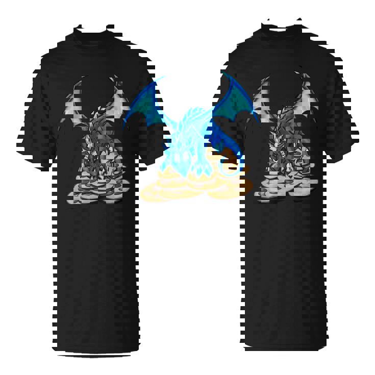 Cute Blue Dragon And His Cookie Treasure Hoard  Unisex T-Shirt