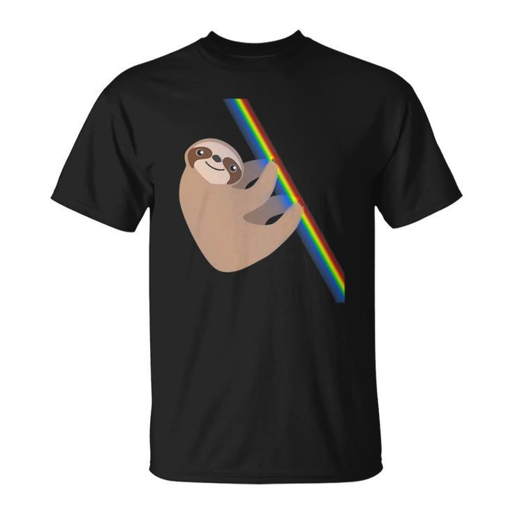 Cute Sloth Design - New Sloth Climbing A Rainbow Unisex T-Shirt