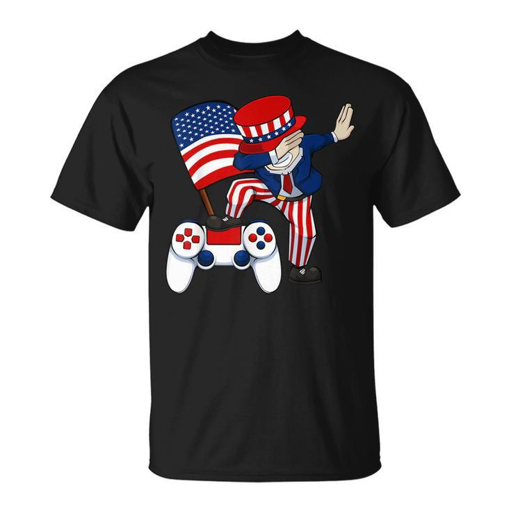 Dabbing Patriotic Gamer 4Th Of July Video-Game Controller  Unisex T-Shirt