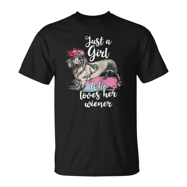 Dachshund Owner Just A Girl Who Loves Her Wiener Dog - Art Raglan Baseball Tee Unisex T-Shirt