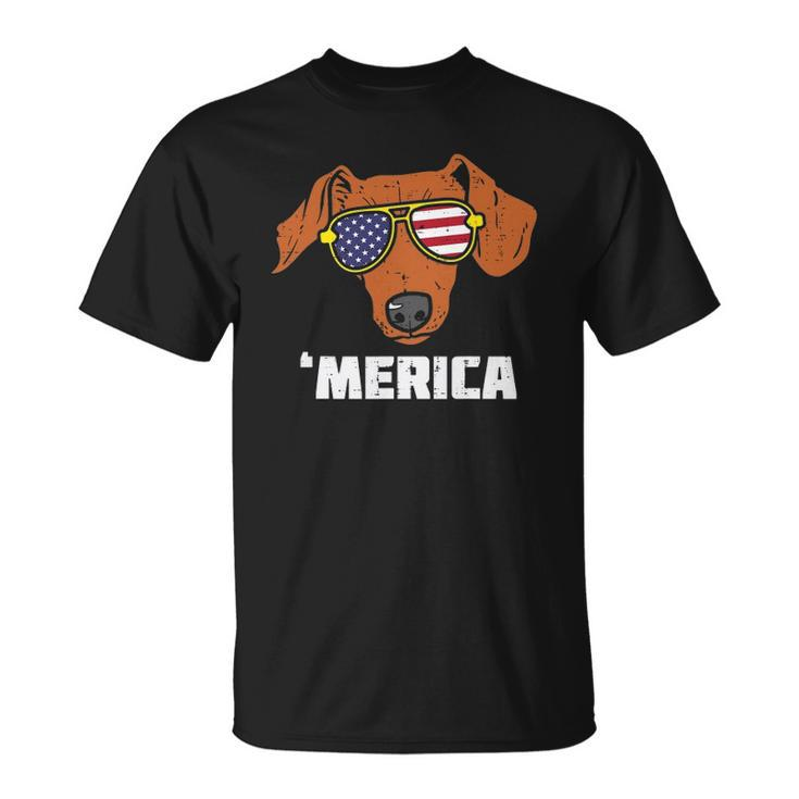 Dachshund Wiener American Usa Flag 4Th Of July Fourth Dog Unisex T-Shirt