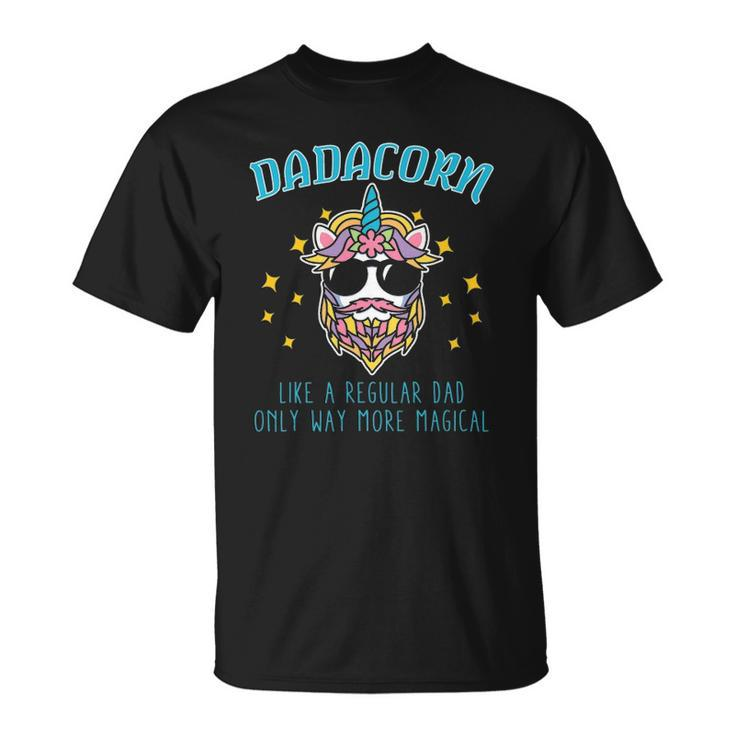 Dadacorn Fathers Day Funny Daddy Beard Graphic Dad Unicorn Unisex T-Shirt
