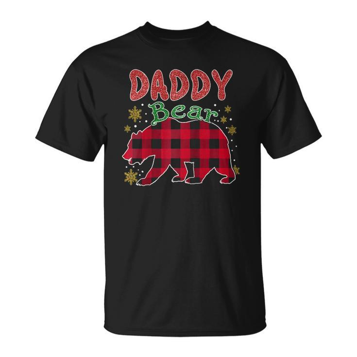 Daddy Bear Plaid Buffalo Pajama Family Matching Christmas Raglan Baseball Tee Unisex T-Shirt