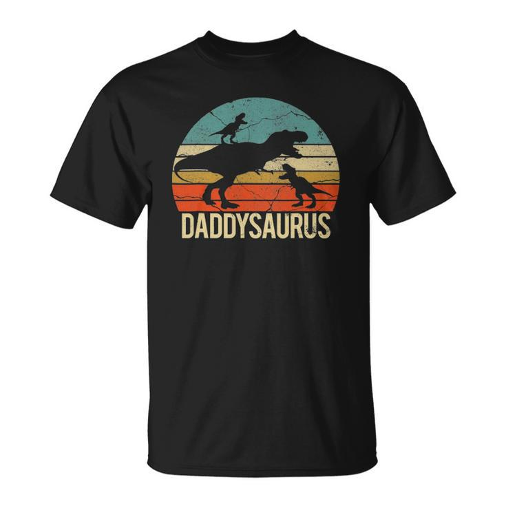Daddy Dinosaur Daddysaurus Two Kids Christmas Gifts For Da Unisex T-Shirt