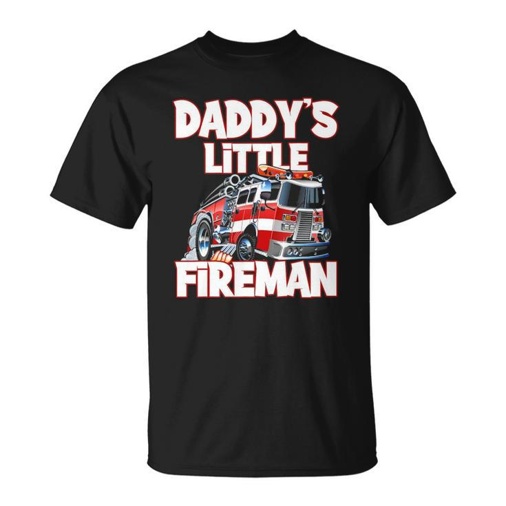 Daddys Little Fireman Funny Kids Firefighter Firemans Unisex T-Shirt