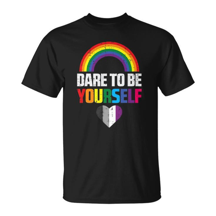 Dare To Be Yourself Asexual Ace Pride Flag Lgbtq Men Women Unisex T-Shirt