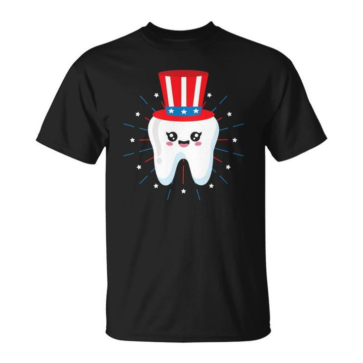 Dental Tooth Uncle Sam Hat 4Th Of July Usa Flag Dentist Gift Unisex T-Shirt