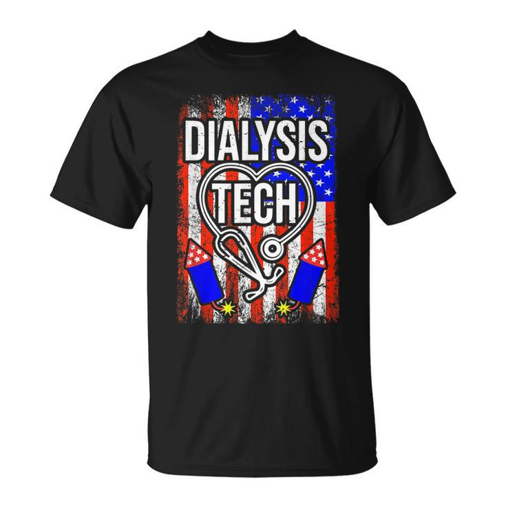 Dialysis Tech 4Th Of July American Flag Stethoscope Sparkler  Unisex T-Shirt