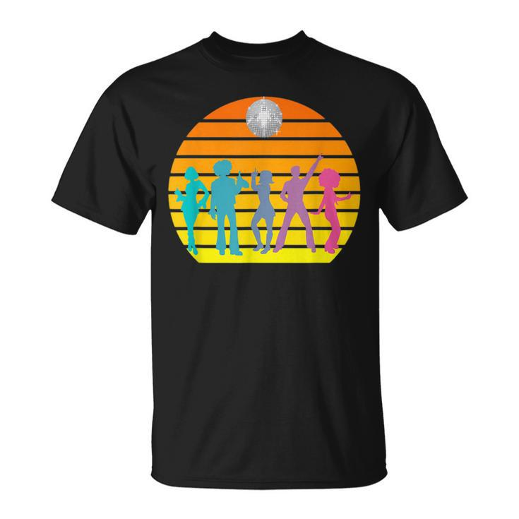 Disco Dancers 70S Retro Sunset Disco Ball T-shirt