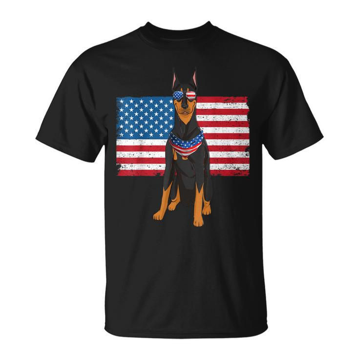 Doberman Dad & Mom American Flag 4Th Of July Usa Funny Dog  Unisex T-Shirt