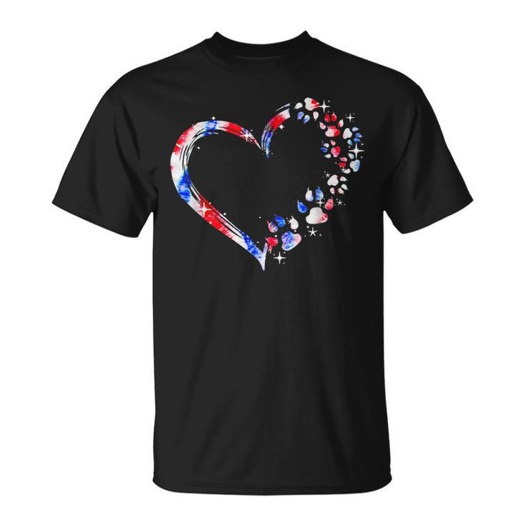 Dog Mom Dad Puppy Love Dogs Paw Heart Tie Dye 4Th Of July  Unisex T-Shirt