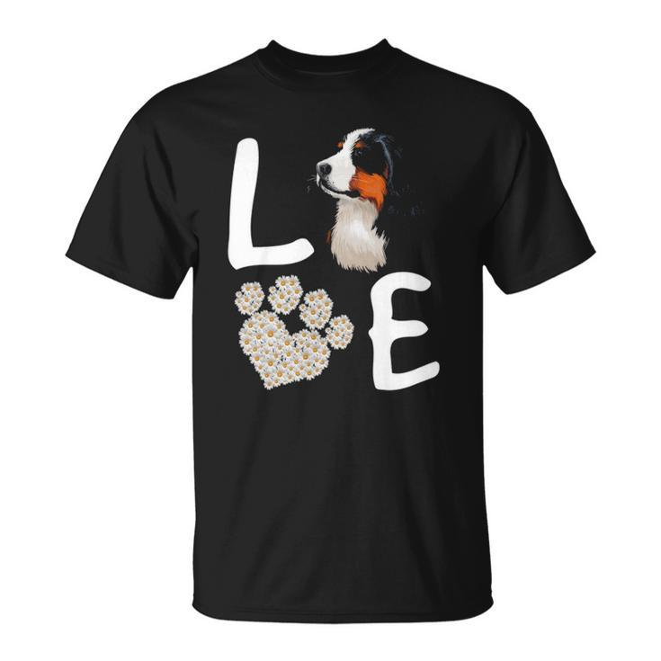Dogs 365 Love Bernese Mountain Dog Paw Pet Rescue  Unisex T-Shirt