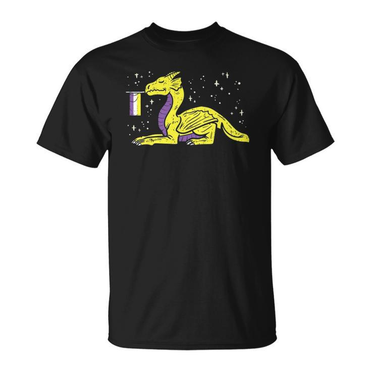 Dragon Mythical Animal Lgbtq Non-Binary Flag Genderqueer Unisex T-Shirt