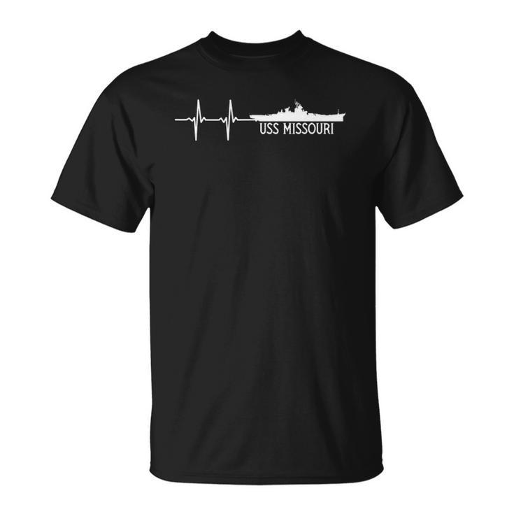 Ekg Heartbeat Uss Missouri Bb 63 Battleship Unisex T-Shirt