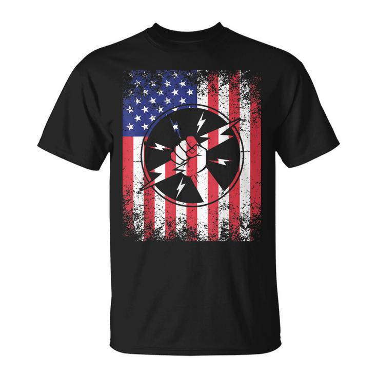 Electrician Dad Usa Flag Patriotic 4Th Of July Gift Unisex T-Shirt