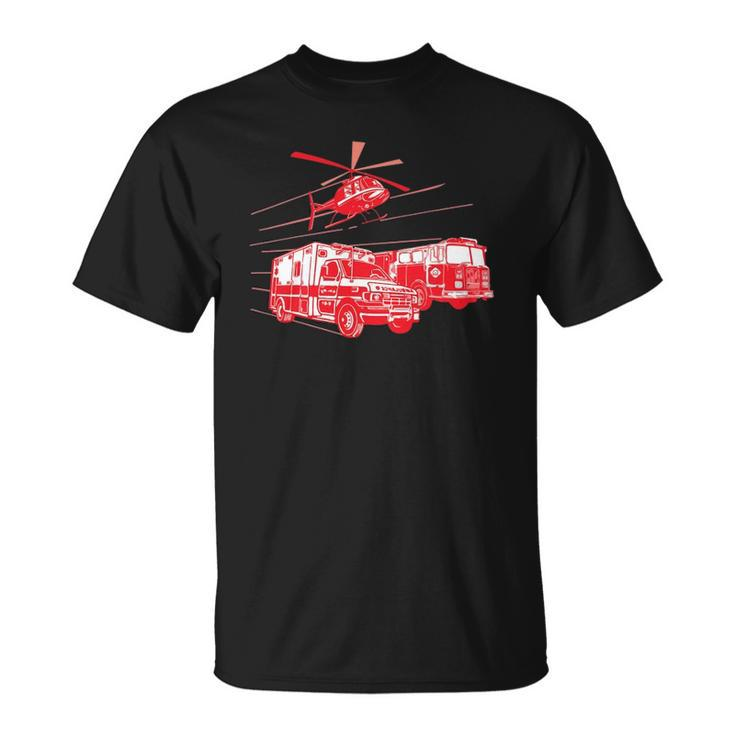 Ems Fire Rescue Truck Helicopter Cute Unique Gift Unisex T-Shirt