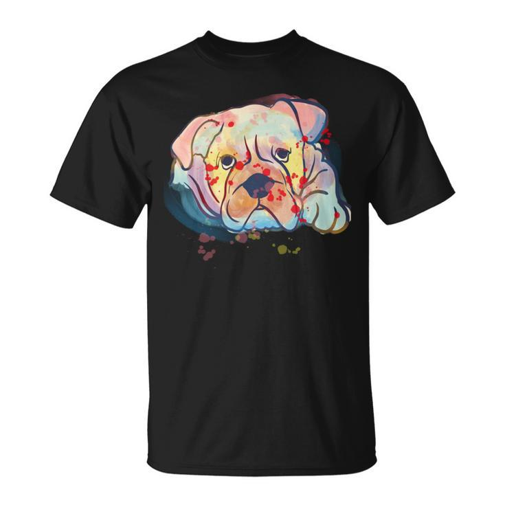 English Bulldog Abstract Watercolor Graphic Design  Unisex T-Shirt