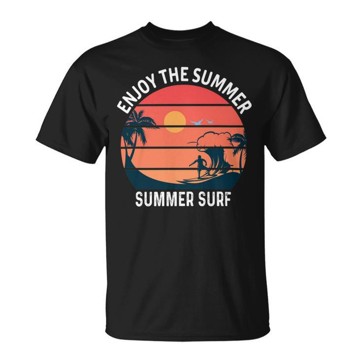 Enjoy The Summer Sunset Waves  Summer Surf Shirt Design  Unisex T-Shirt