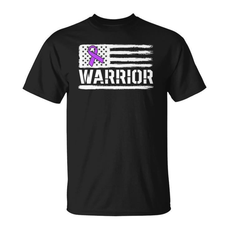 Epilepsy Warrior Gift Purple American Flag Awareness Ribbon Unisex T-Shirt