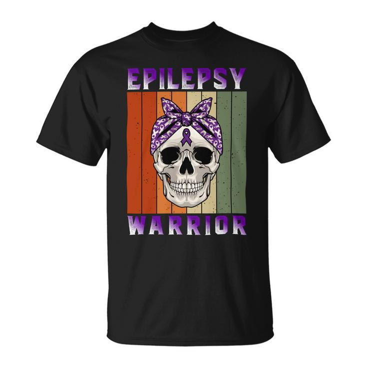 Epilepsy Warrior  Skull Women Vintage  Purple Ribbon  Epilepsy  Epilepsy Awareness Unisex T-Shirt