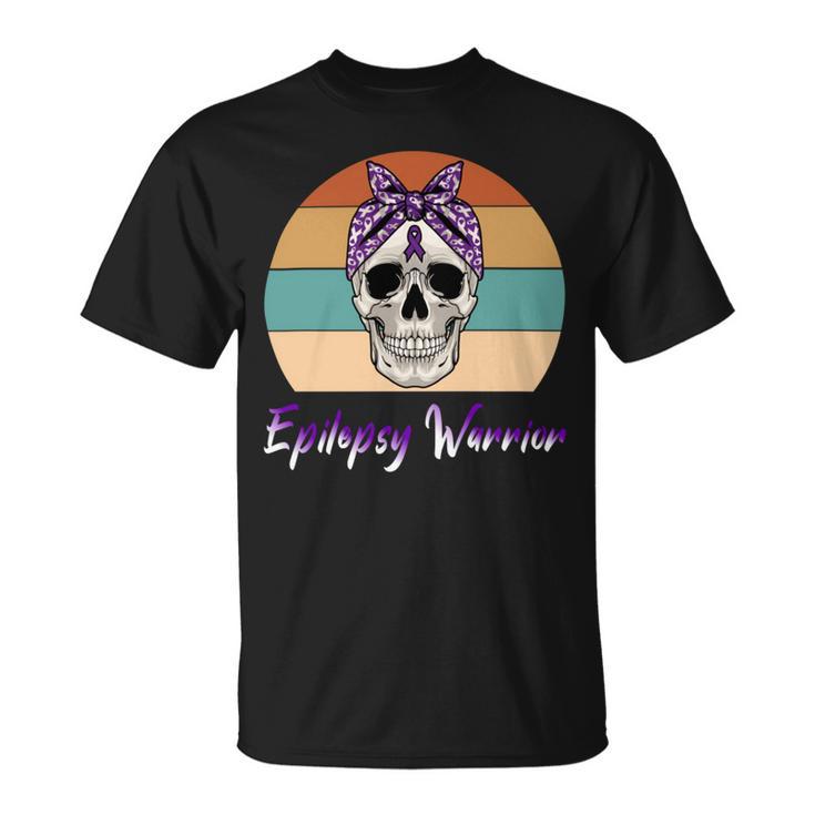 Epilepsy Warrior  Skull Women Vintage  Purple Ribbon  Epilepsy  Epilepsy Awareness V2 Unisex T-Shirt