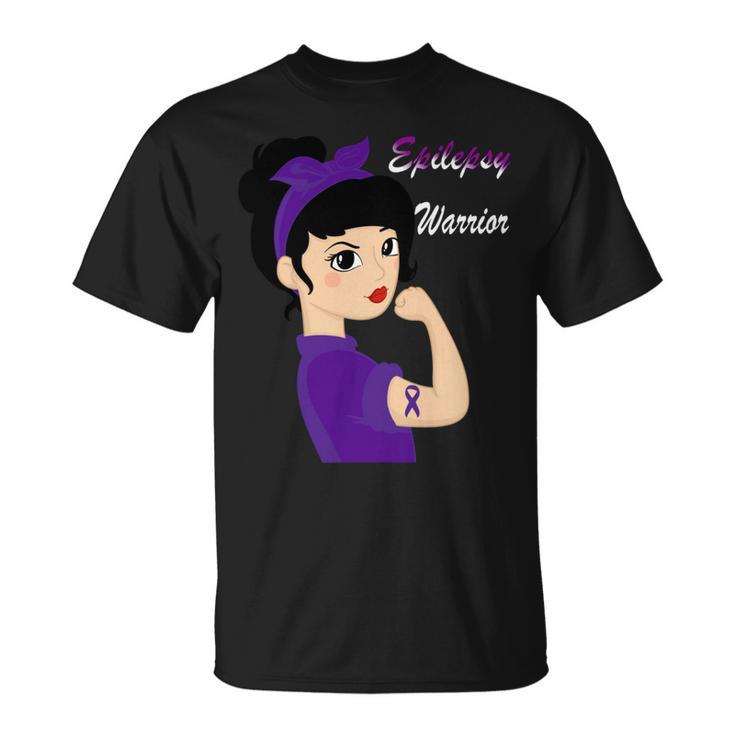 Epilepsy Warrior Strong Women  Purple Ribbon  Epilepsy  Epilepsy Awareness V2 Unisex T-Shirt