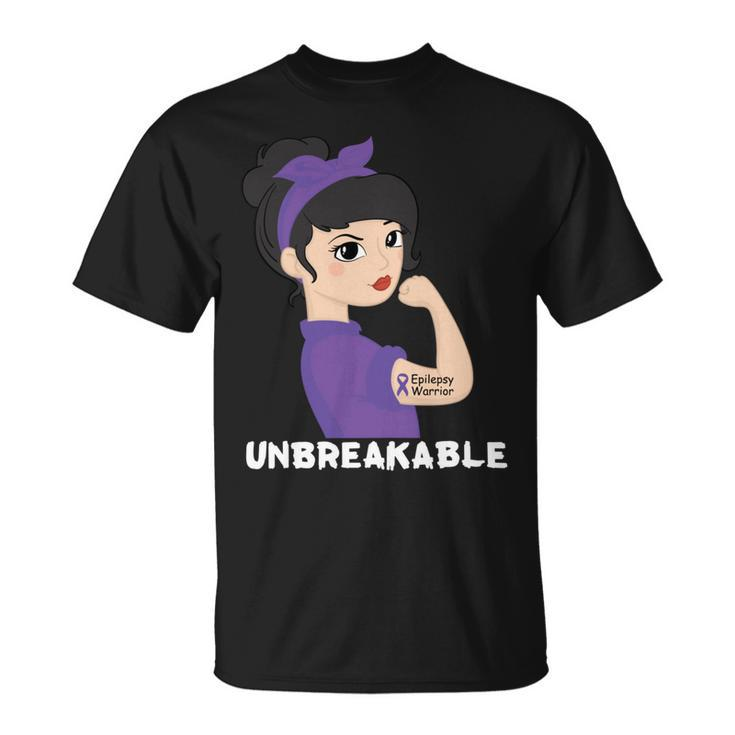 Epilepsy Warrior Strong Women With Purple Ribbon For Epilepsy Awareness Purple Ribbon Unisex T-Shirt