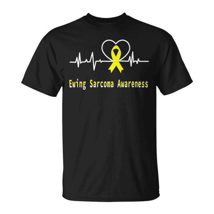 Ewings Sarcoma Awareness Heartbeat  Yellow Ribbon  Ewings Sarcoma  Ewings Sarcoma Awareness Unisex T-Shirt