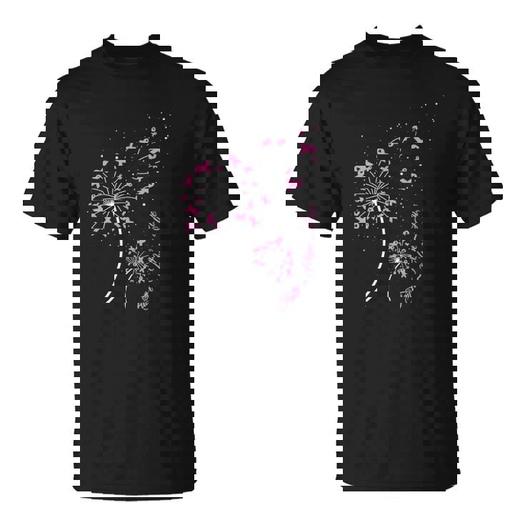 Faith Hope Love Breast Cancer Dandelion Flower Breast Cancer Unisex T-Shirt