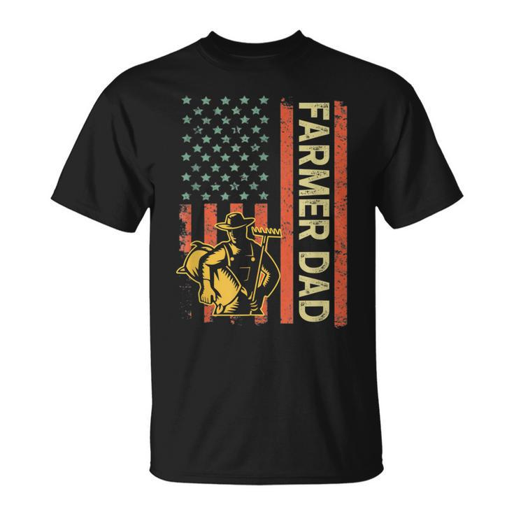 Farmer Dad American Flag Fathers Day 4Th Of July Patriotic  Unisex T-Shirt