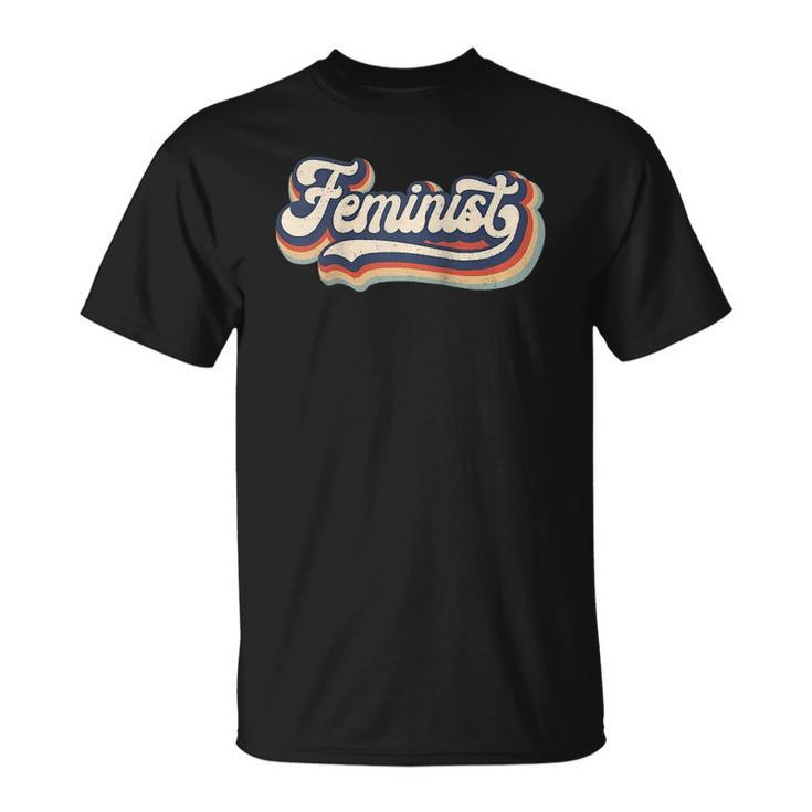 Feminist - Retro 70S Vintage Rainbow - Feminism Gift Raglan Baseball Tee Unisex T-Shirt