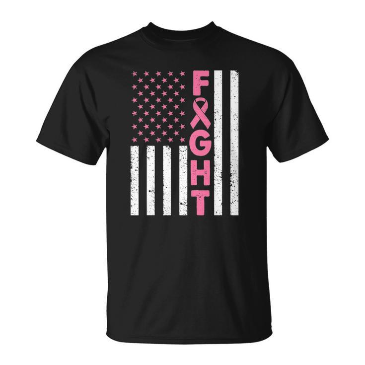 Fight Pink Ribbon Flag Breast Cancer Awareness Unisex T-Shirt