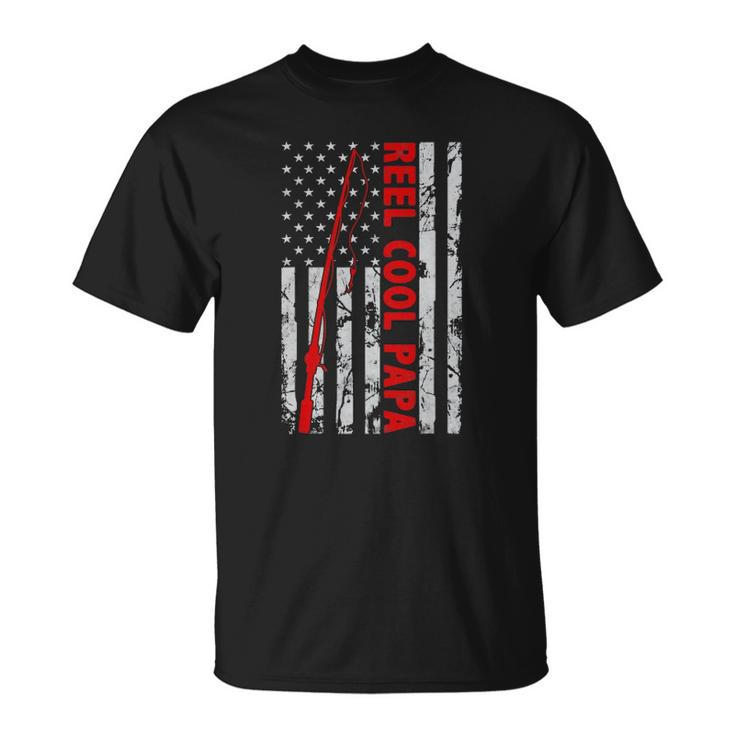 Fishing Papa American Flag Fisherman Gift For Fathers Day Unisex T-Shirt