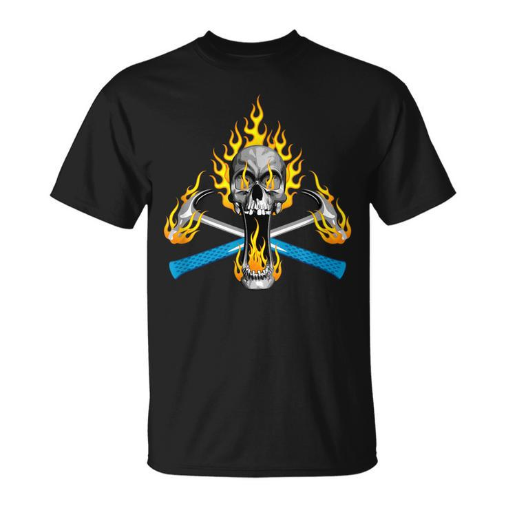 Flaming Carpenter Skull  Crossed Hammers Unisex T-Shirt